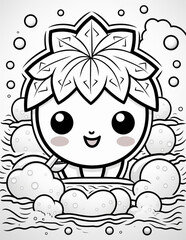 Coloring page kawaii cute cartoon illustration