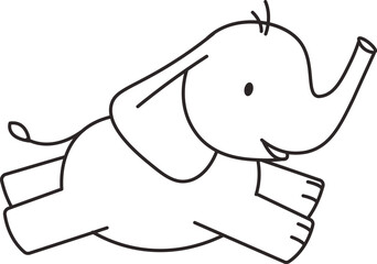 Playful Elephant Line Drawing