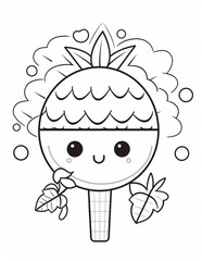 Coloring page kawaii cute cartoon illustration