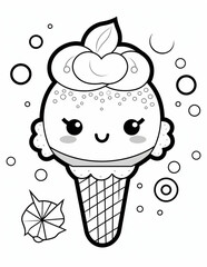 Coloring page kawaii cute cartoon illustration