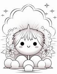 Coloring page kawaii cute cartoon illustration