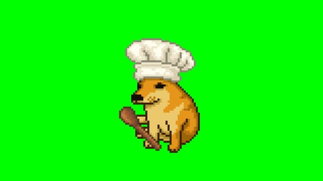 Chef dog, pixel art animation meme