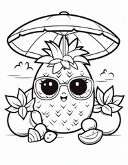 Coloring page kawaii cute cartoon illustration