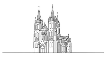 Fototapeta premium Classic cathedral line drawing