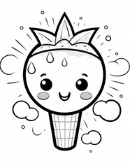 Coloring page kawaii cute cartoon illustration