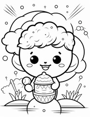 Kawaii Coloring Page. Cute Cartoon Hand Drawing Coloring Illustrations