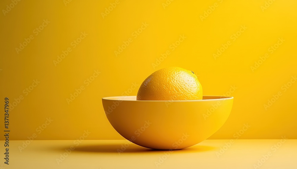 Poster Bright red cube on a vibrant yellow background creates a bold visual contrast, showcasing geometric shapes and color dynamics in a minimalist setting during daylight