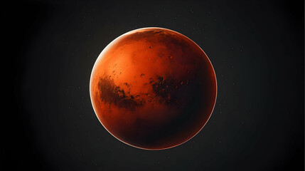 Realistic Photo of Red Planet Mars Isolated On Dark Black Background