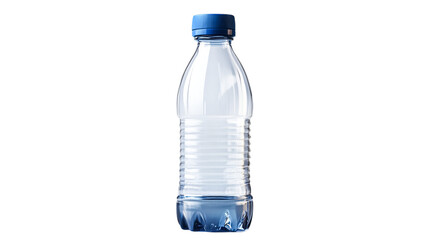 Naklejka premium Refreshing Clear Plastic Water Bottle with Blue Cap Ready to Quench Thirst