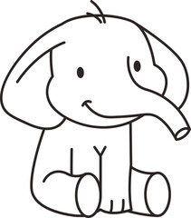 Adorable Elephant Line Drawing