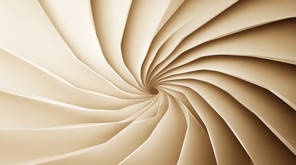 An abstract image of a spiral composed of layered curved surfaces