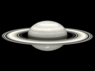 Realistic 3D Render Of Saturn Planet With Rings Against Black Background