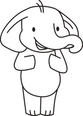 Obraz premium Smiling Cartoon Elephant Outline