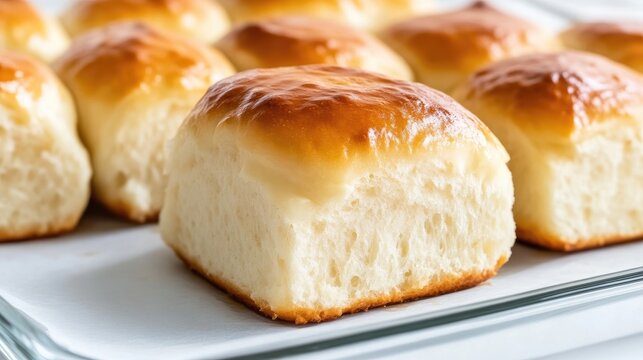 Baked Bread Rolls Golden Crust Closeup Photography Square Shot Delicious Food Warm Tones Baking