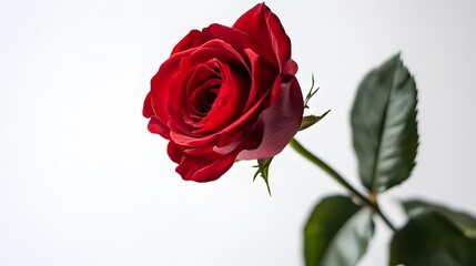 Obraz premium Professional Red Rose on White Background for Floral Design Projects