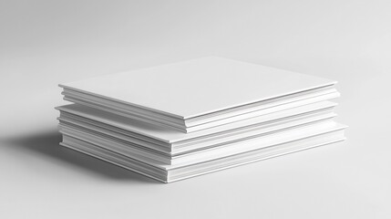 Minimalist presentation of pristine white paper stack with a delicate shadow play