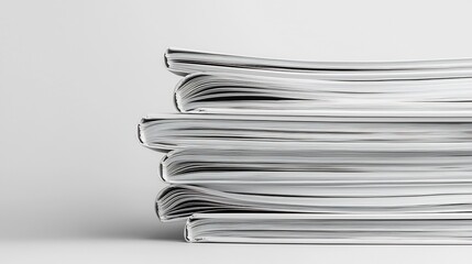Minimalist stack of bound documents against a serene plain background for office usage
