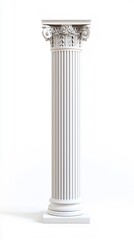 Obraz premium Architectural marvel: Detailed corinthian column stands elegantly against white backdrop