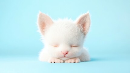 Obraz premium Adorable white kitten resting
