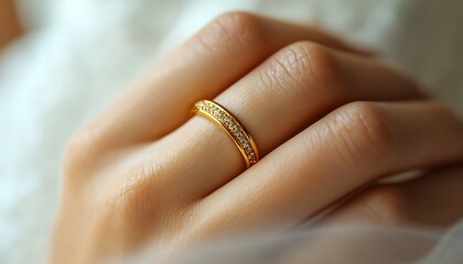 Woman's hand with ring, soft light