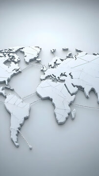 Fototapeta Abstract 3D White World Map Illustration on Light Gray Background