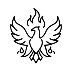 Obraz premium Phoenix Rising from Ashes in Simple Line Art 
