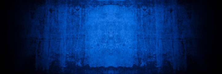 Obraz premium Old wall pattern texture cement blue dark abstract blue color design are light with black gradient background.