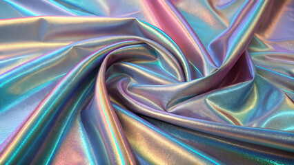 Obraz premium Iridescent fabric trendy cloth holographic texture. Background 