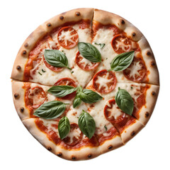 Margherita Pizza, Isolated on Transparent Background, Generative Ai