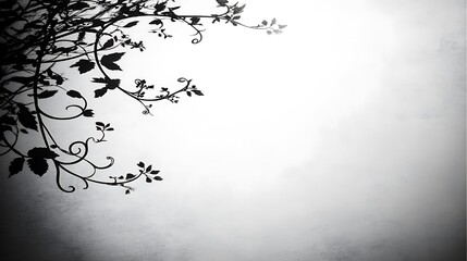 Black Silhouetted Vines And Leaves Against A White Background