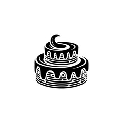 Minimalist Black and White Birthday Cake Logo - Festive Design
