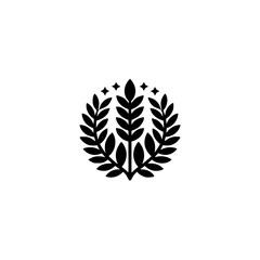 Minimalist Laurel Wreath Logo, Black Emblem on White, Award Design