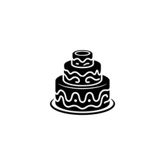 Vector Illustration: Tiered Cake Icon, Black and White Minimalist Design