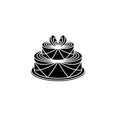 Black & White Layered Cake Silhouette: Celebration Icon