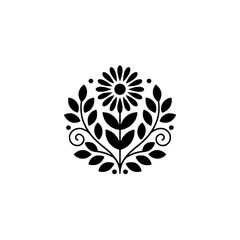 Minimalist Floral Mandala: Black and White Decorative Element © MatandSterre