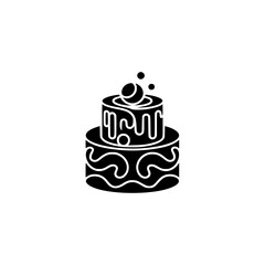 Minimalist Black and White Layered Cake Icon on Cream Background
