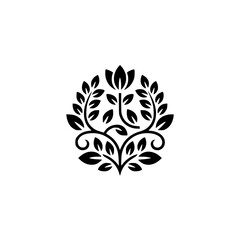 Elegant Black Floral Logo on White Background