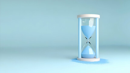 Blue Hourglass On Soft Blue Background 3D Illustration Photo