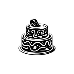 Monochromatic Tiered Cake Logo Illustration
