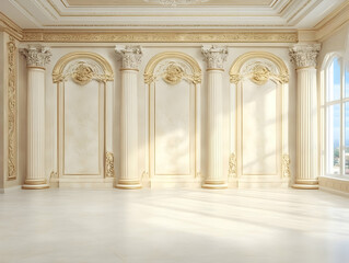 Obraz premium Elegant Classic Interior with Golden Columns Architectural Details Photo