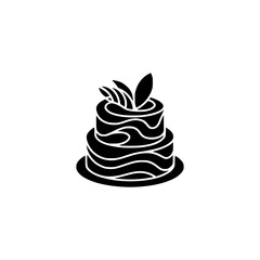 Minimalist Black and White Cake Icon, Birthday, Celebration, Design Element