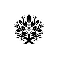 Minimalist Tree Logo: Abstract Black & White Design for Nature, Growth & Wellness