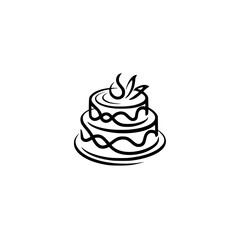 Minimalist Cake Icon: Two-Tiered Dessert with Decorative Elements