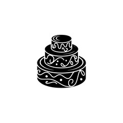 Elegant Black & White Wedding Cake Vector Illustration