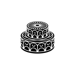 Elegant Two-Tiered Cake Icon, Black and White, Minimalist Design