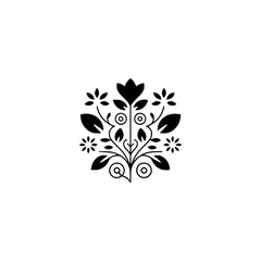 Ornate Floral Silhouette:  Black & White, Symmetry, Decorative Design