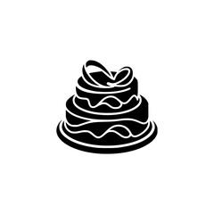 Silhouette Tiered Cake Icon with Bow - Minimalist Vector Design