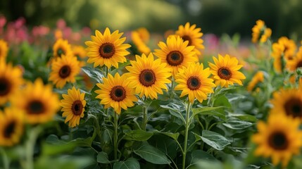 Obraz premium Vibrant Sunflower Field: A Summer's Day Delight