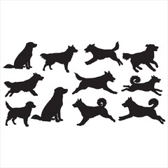 Labrador Retriever Silhouettes - Running, Sitting, and Walking Dog Vector Set