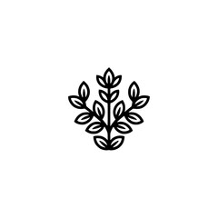 Minimalist Black & White Floral Logo, Botanical Design, Modern Style